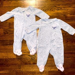 Twin girls cat pajamas 3mo